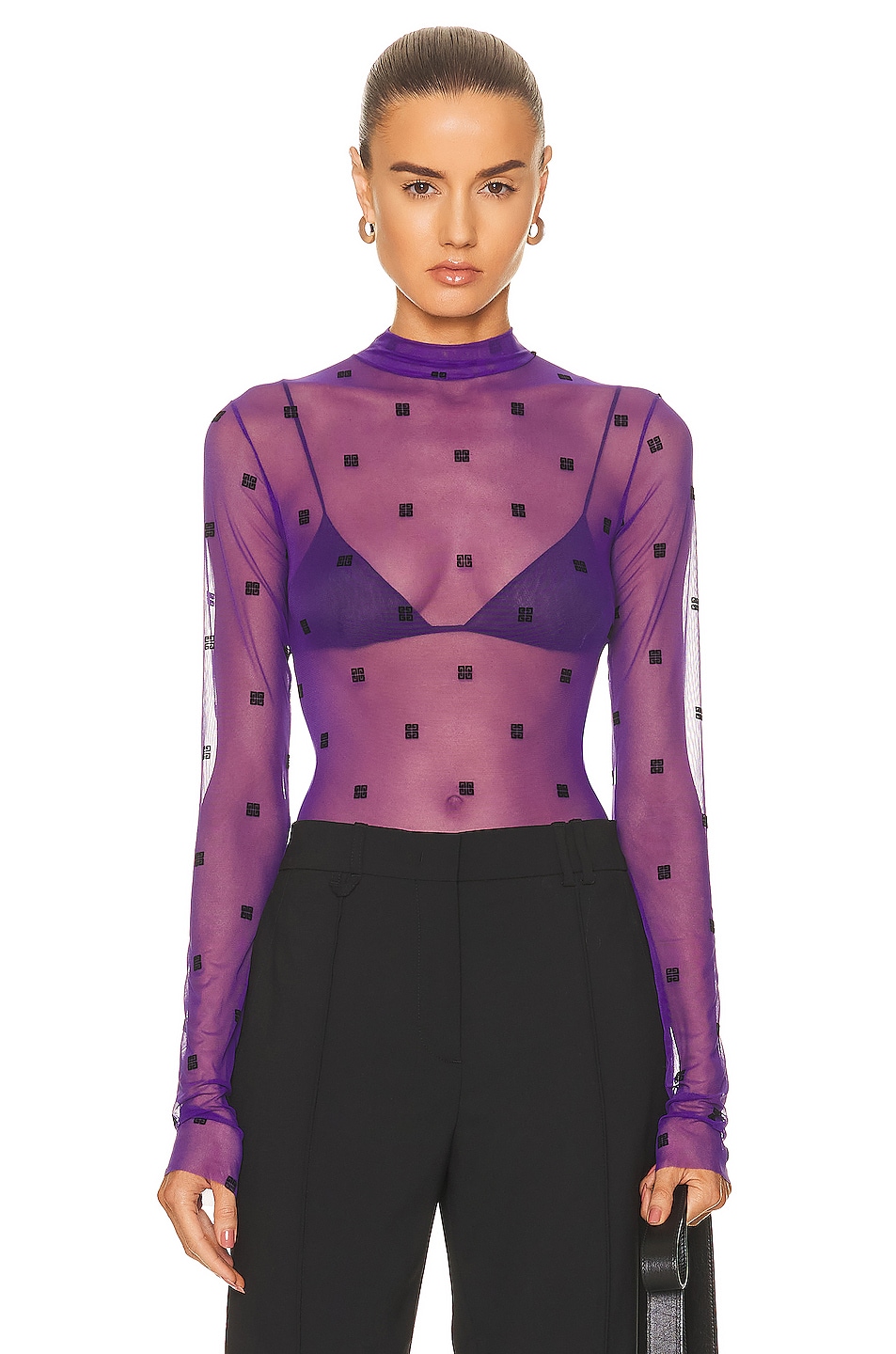 Image 1 of Givenchy Jacquard Bodysuit in Purple & Black