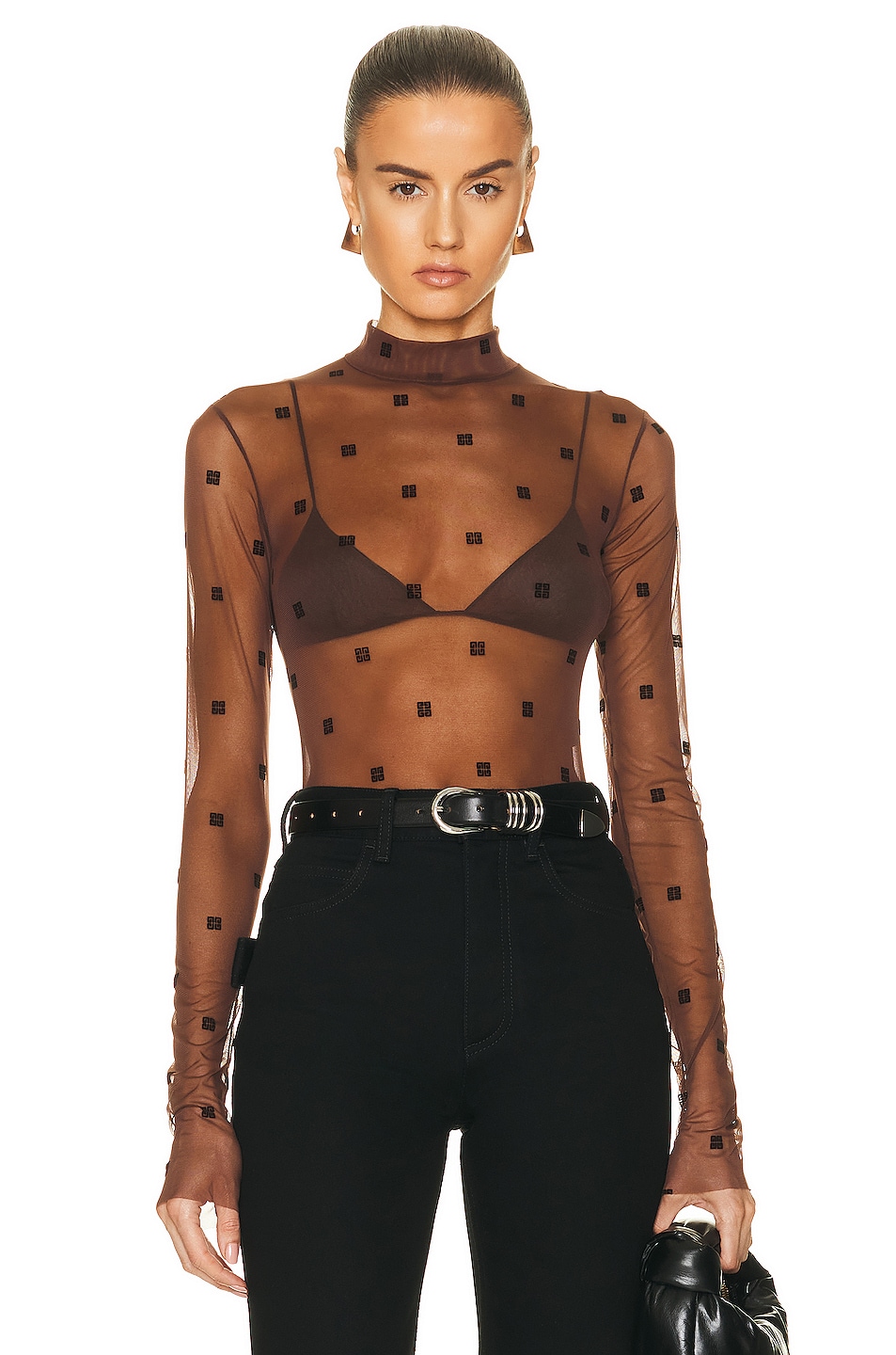 Image 1 of Givenchy Jacquard Bodysuit in Brown