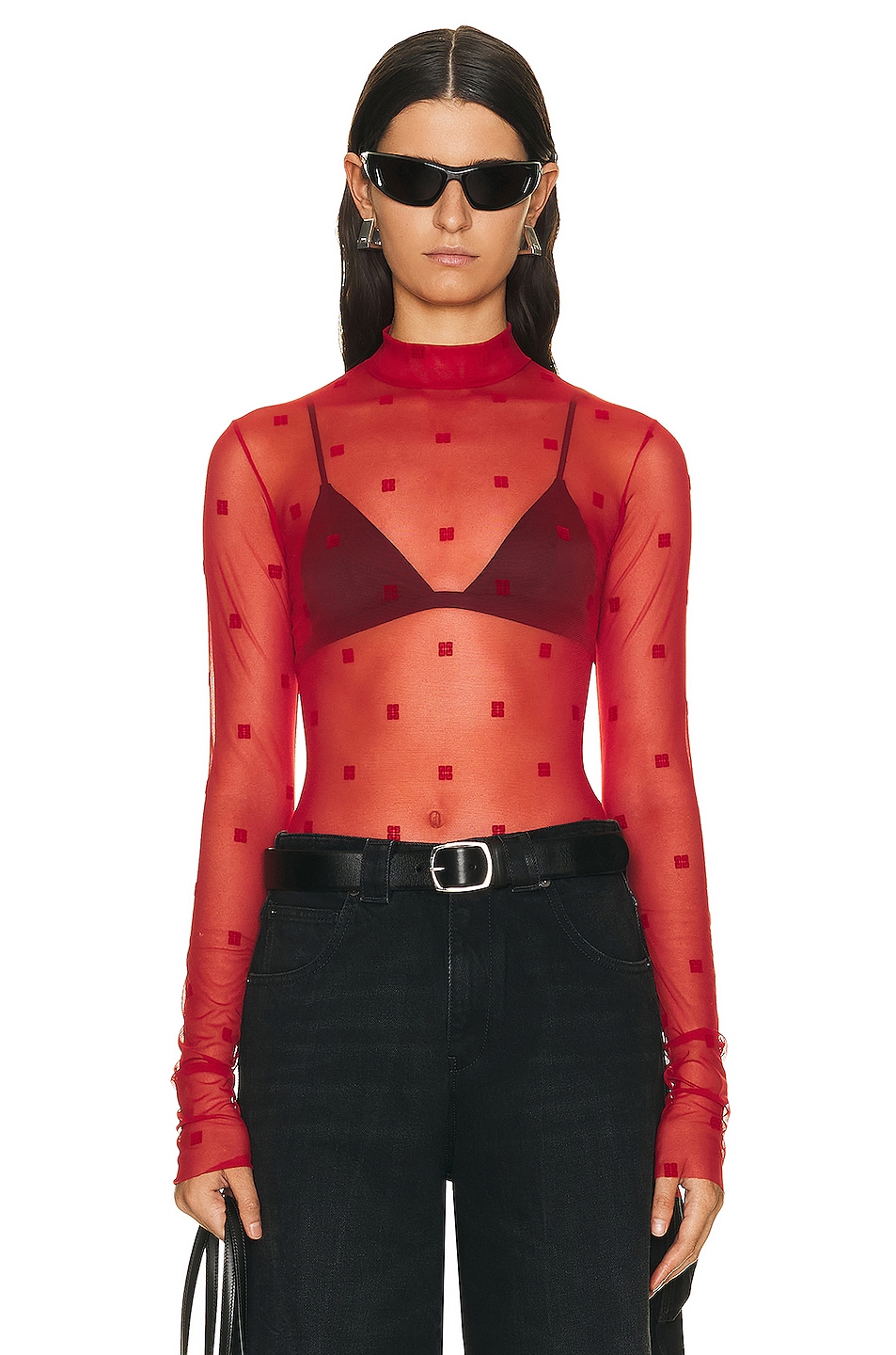 Image 1 of Givenchy 4g Jacquard Bodysuit in Red