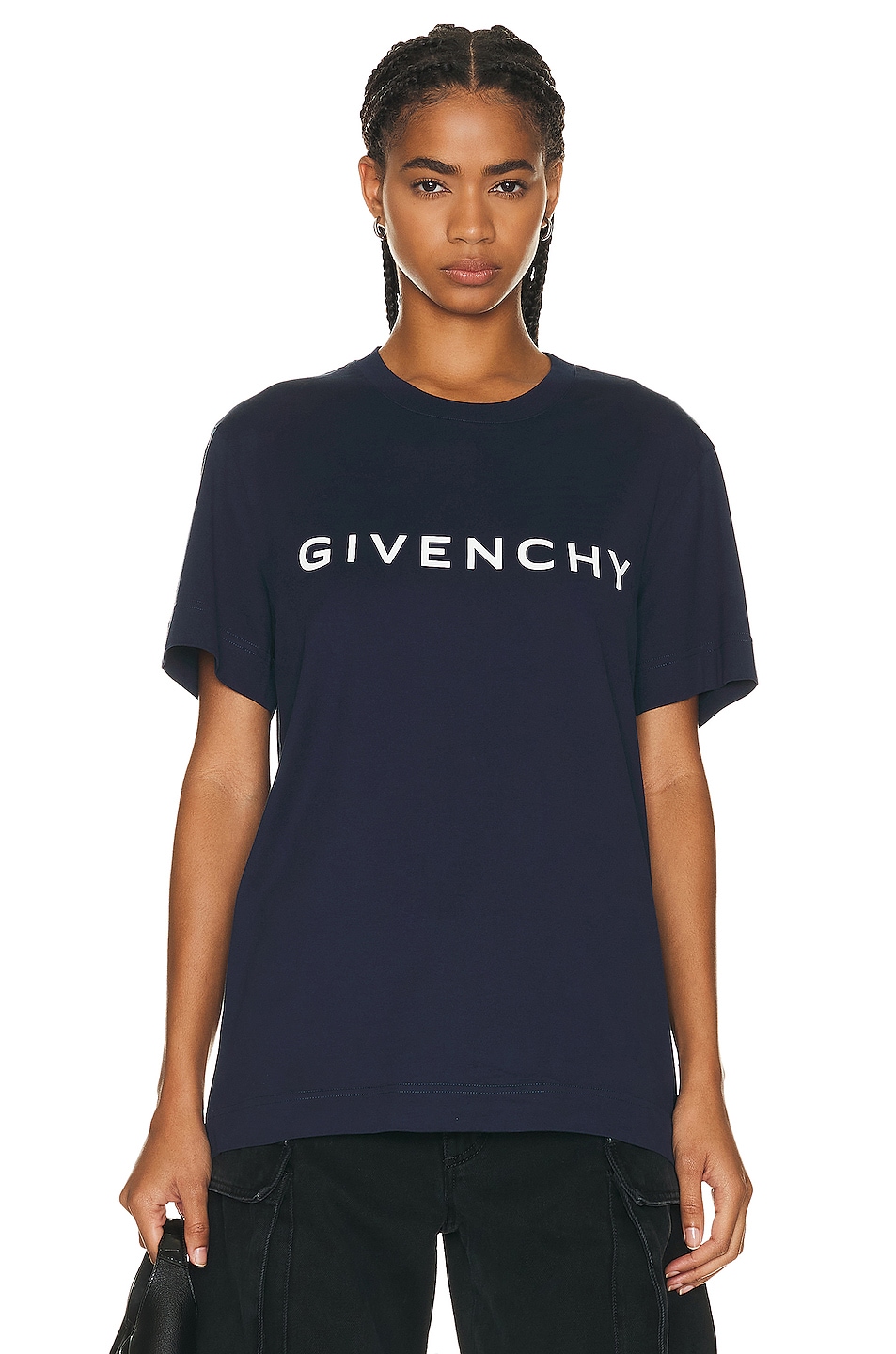 Givenchy Logo T-shirt in Dark Navy | FWRD