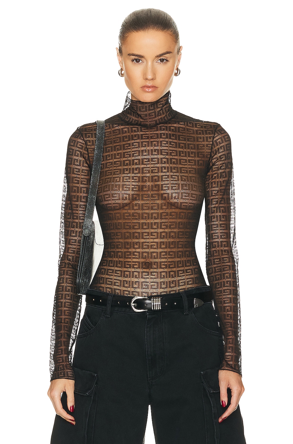 Image 1 of Givenchy Long Sleeve Turtleneck Bodysuit Top in Black