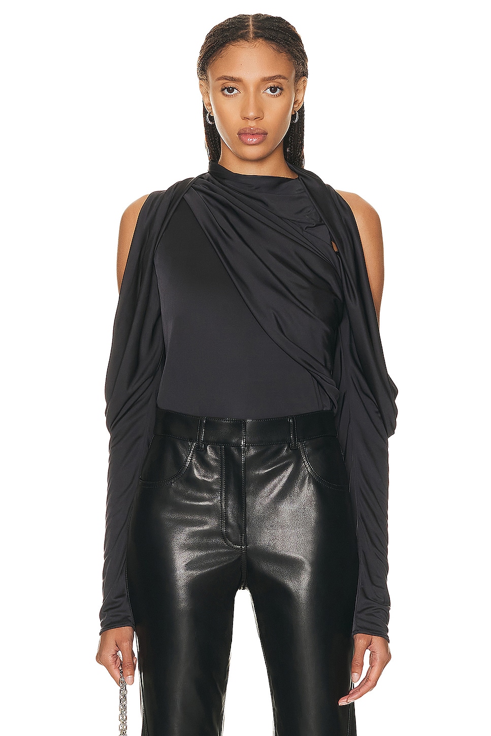 Image 1 of Givenchy Draped Long Sleeve Top in Dark Grey