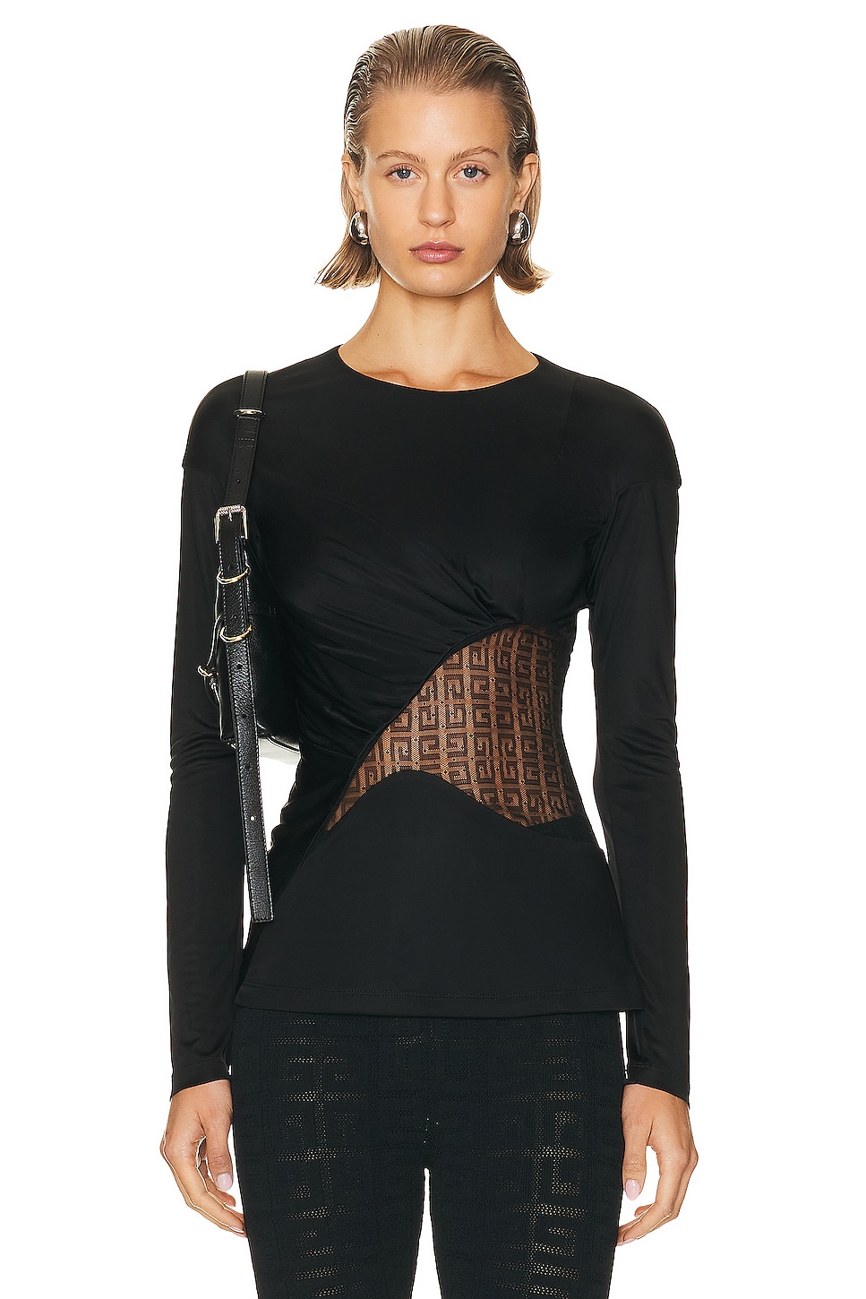 Image 1 of Givenchy 4G Lace Cut Out Top in Black