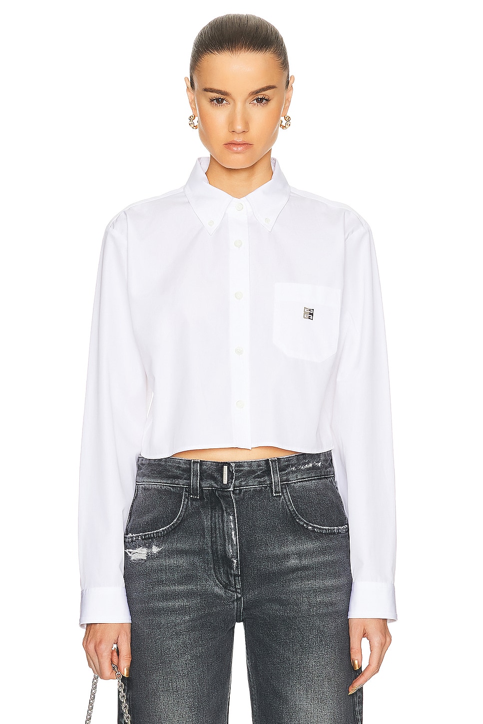 Image 1 of Givenchy 4G Cropped Shirt in White