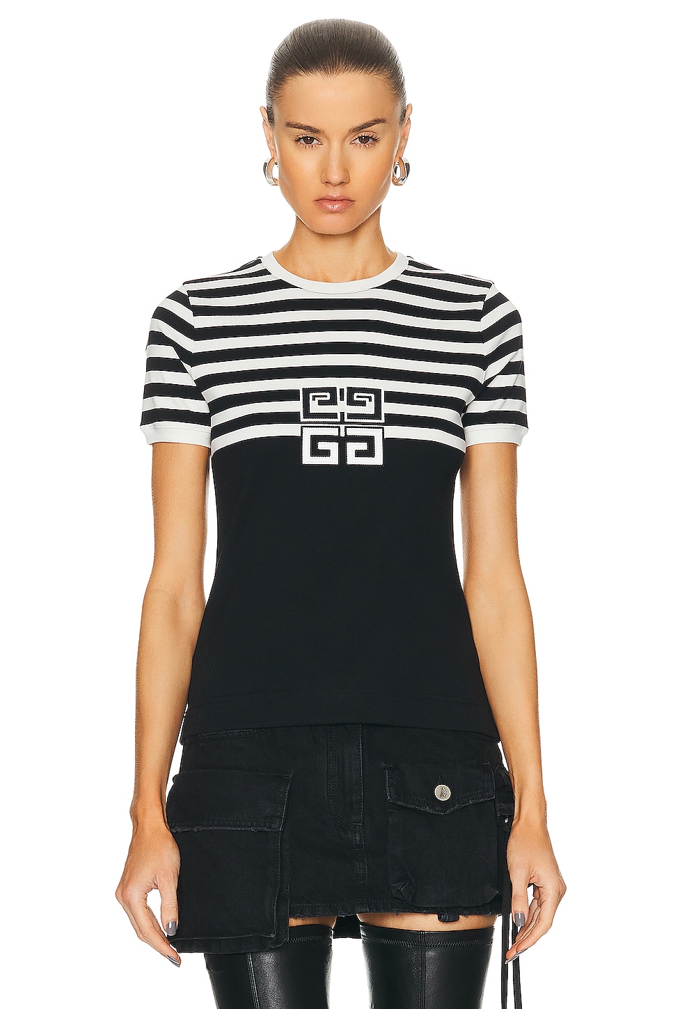 Image 1 of Givenchy Ringer T Shirt in Black & White