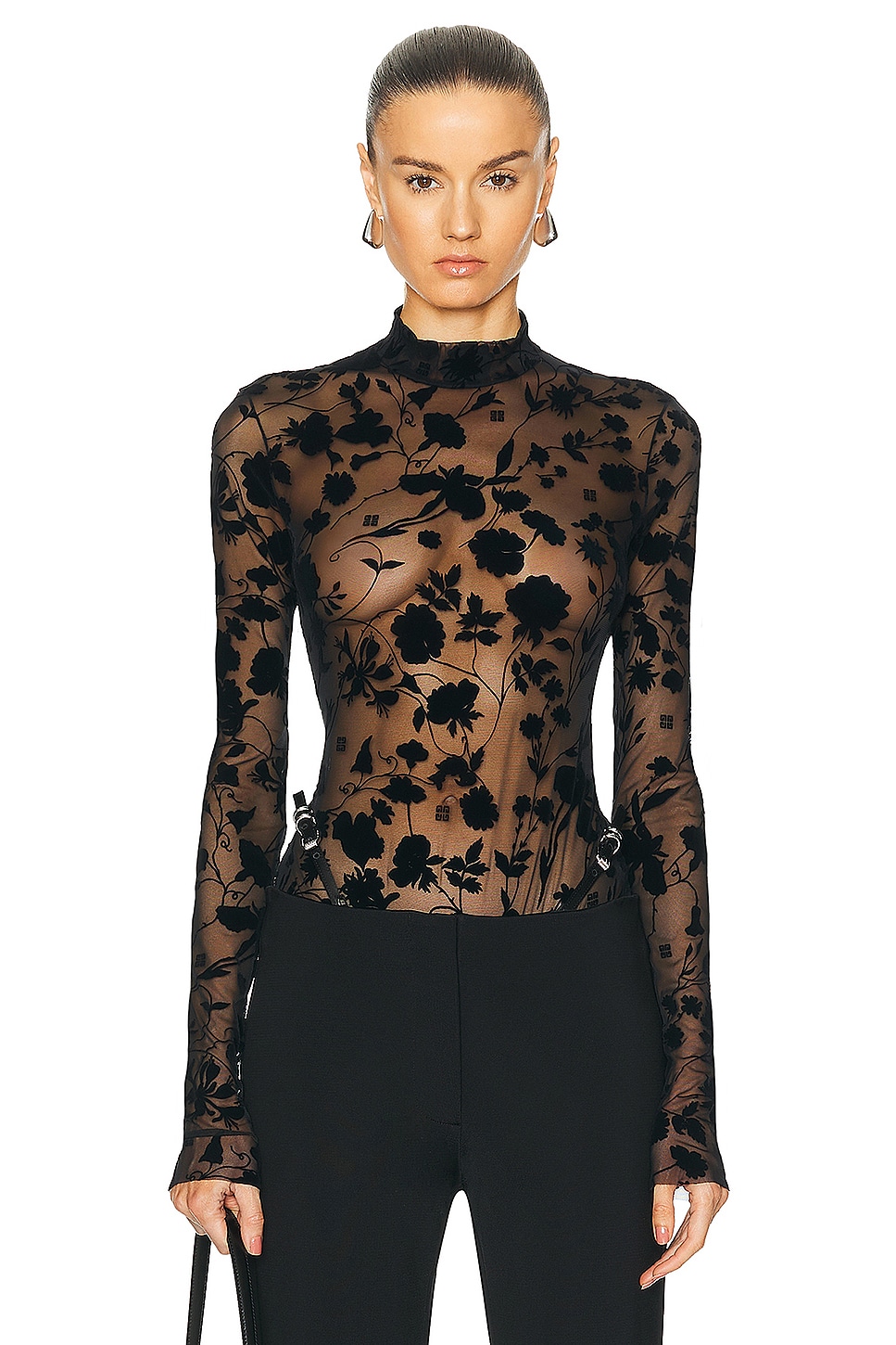 Image 1 of Givenchy All Over Flowers Bodysuit in Black