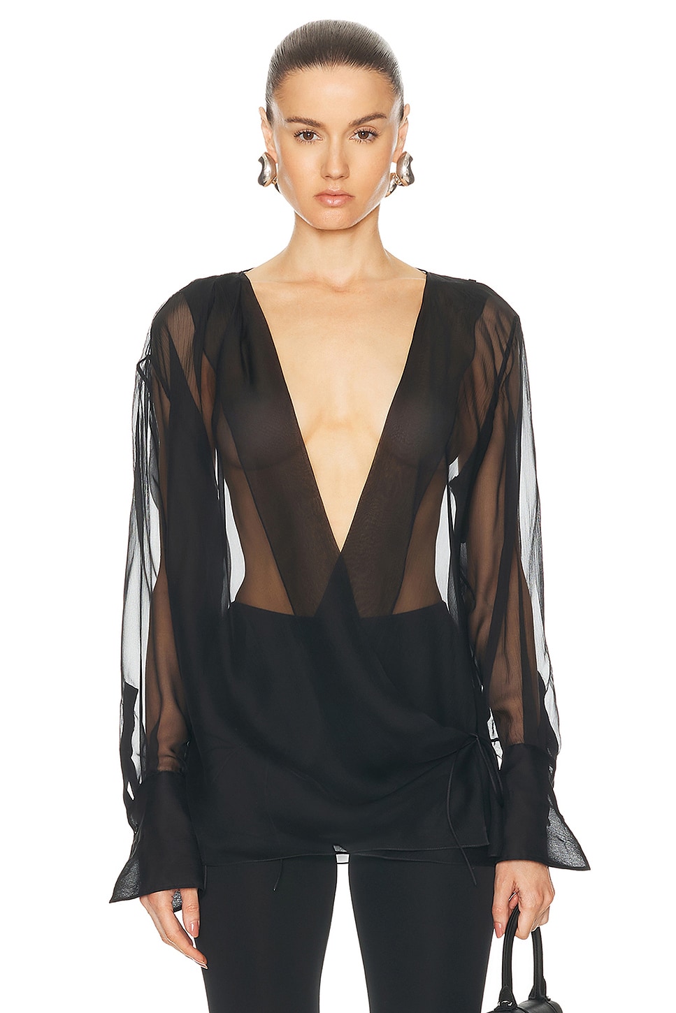 Image 1 of Givenchy Draped Shirt in Black