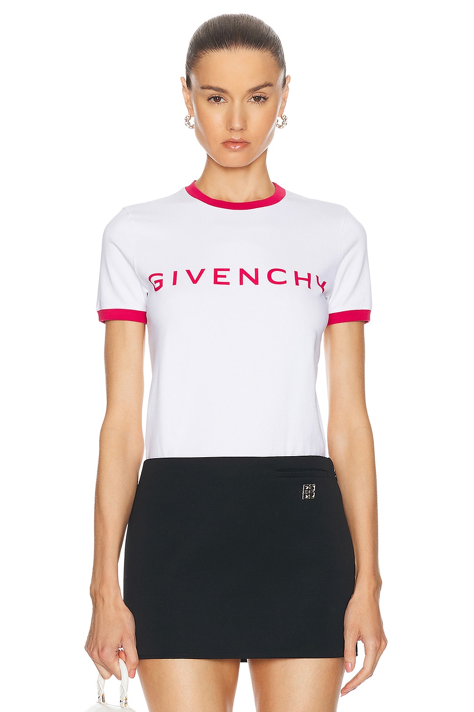 Image 1 of Givenchy Ringer T-Shirt in Raspberry