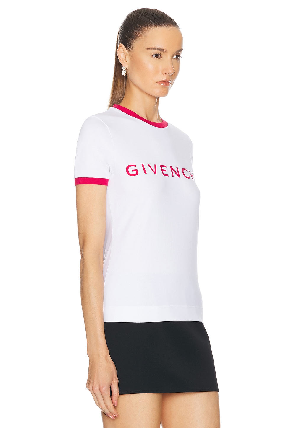 Shop Givenchy Ringer T-shirt In Raspberry