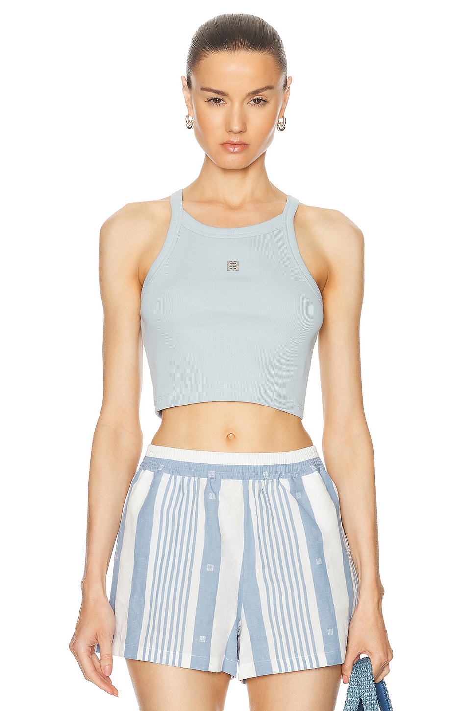 Image 1 of Givenchy Cropped Tank Top in Sky Blue