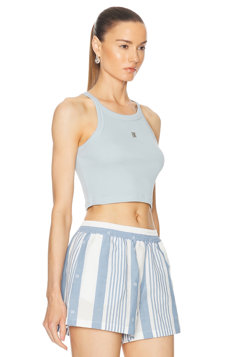 Shop Givenchy Cropped Tank Top In Sky Blue