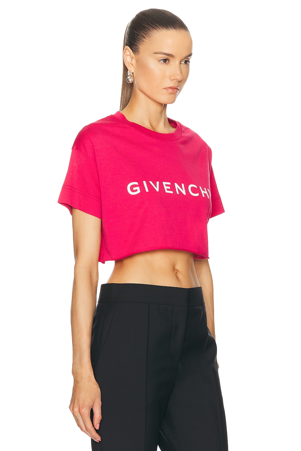 Shop Givenchy Cropped Logo T-shirt In Raspberry