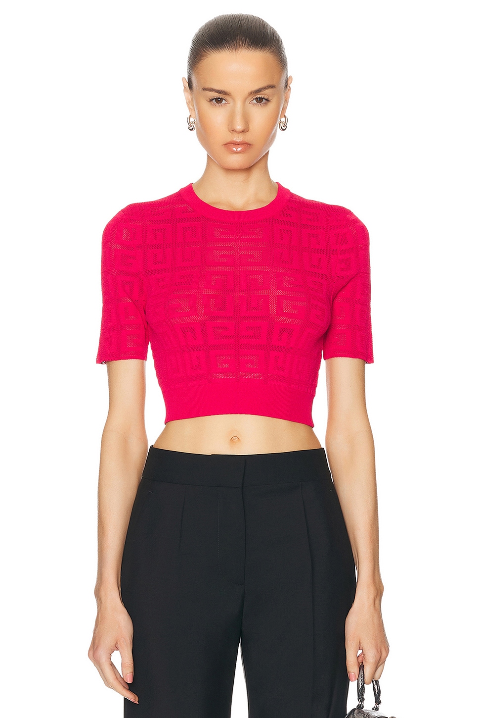 Shop Givenchy Cropped Short Sleeve Top In Raspberry