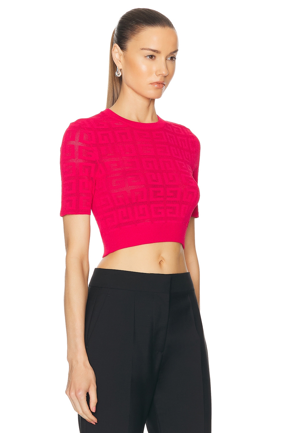 Shop Givenchy Cropped Short Sleeve Top In Raspberry
