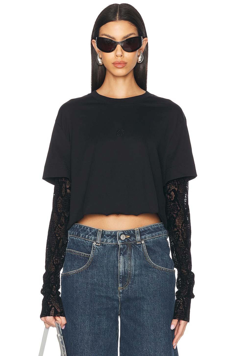 Image 1 of Givenchy Cropped Double Layer T-Shirt in Black