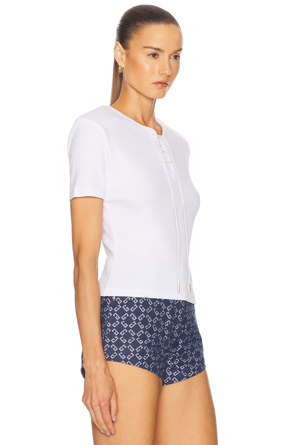 Givenchy Lace Up Short Sleeve T-shirt