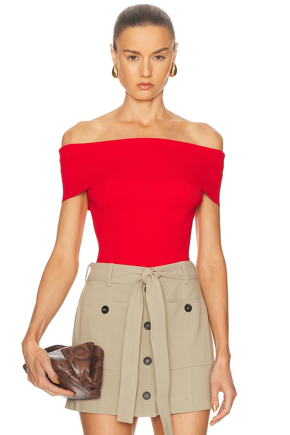 Image 1 of Givenchy Off The Shoulder Top in Vermillon