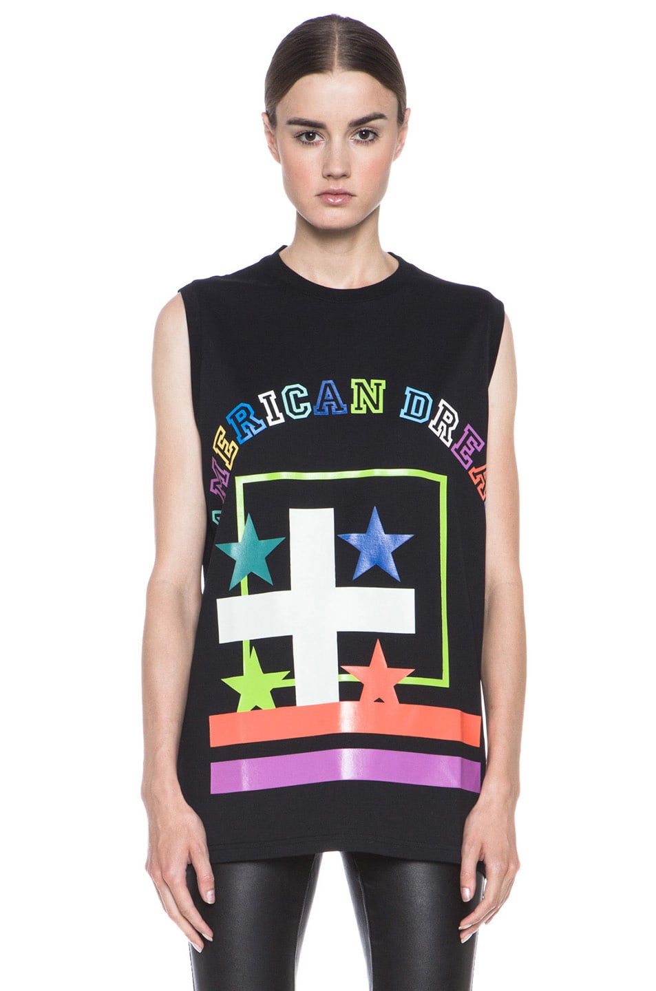 Image 1 of Givenchy American Dream Cotton Tee in Black & Neon
