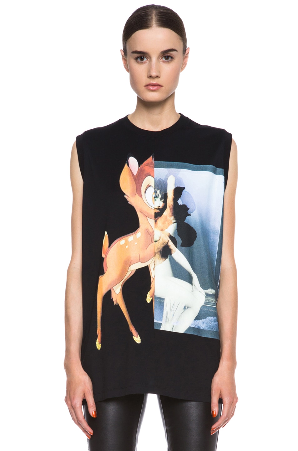 Image 1 of Givenchy Bambi Print Cotton Tee in Black