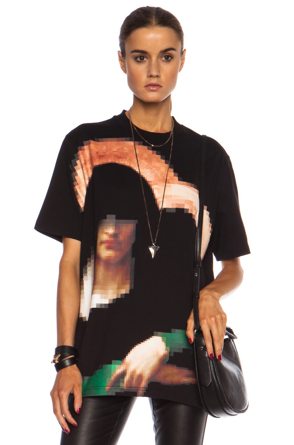 Image 1 of Givenchy Pixel Madonna Cotton Tee in Black