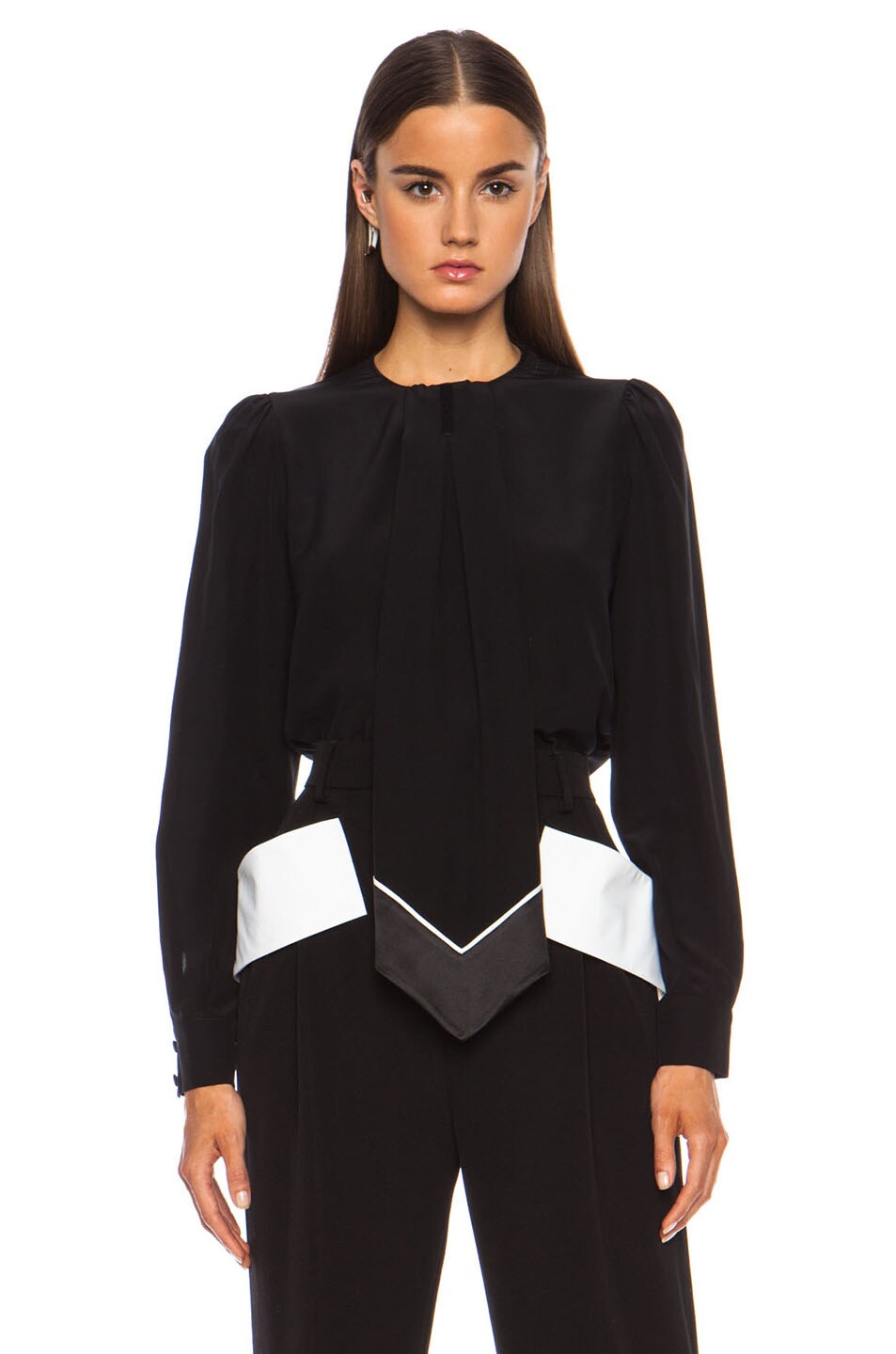 Image 1 of Givenchy CDC Tie Blouse in Black