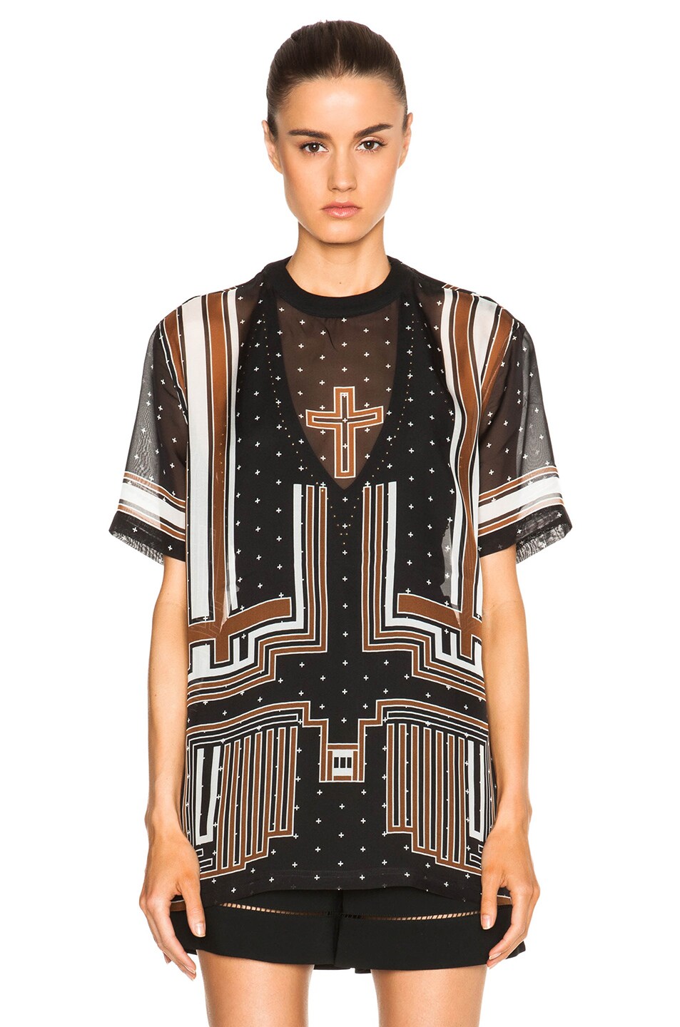 Image 1 of Givenchy Chiffon Graphic Tee in Black