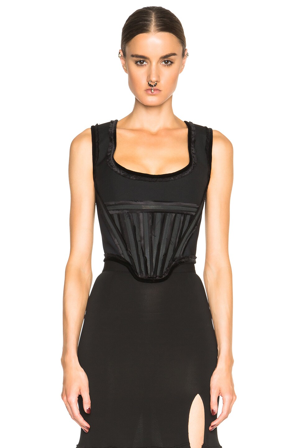 Image 1 of Givenchy Cotton Poplin Bustier with Chiffon in Black