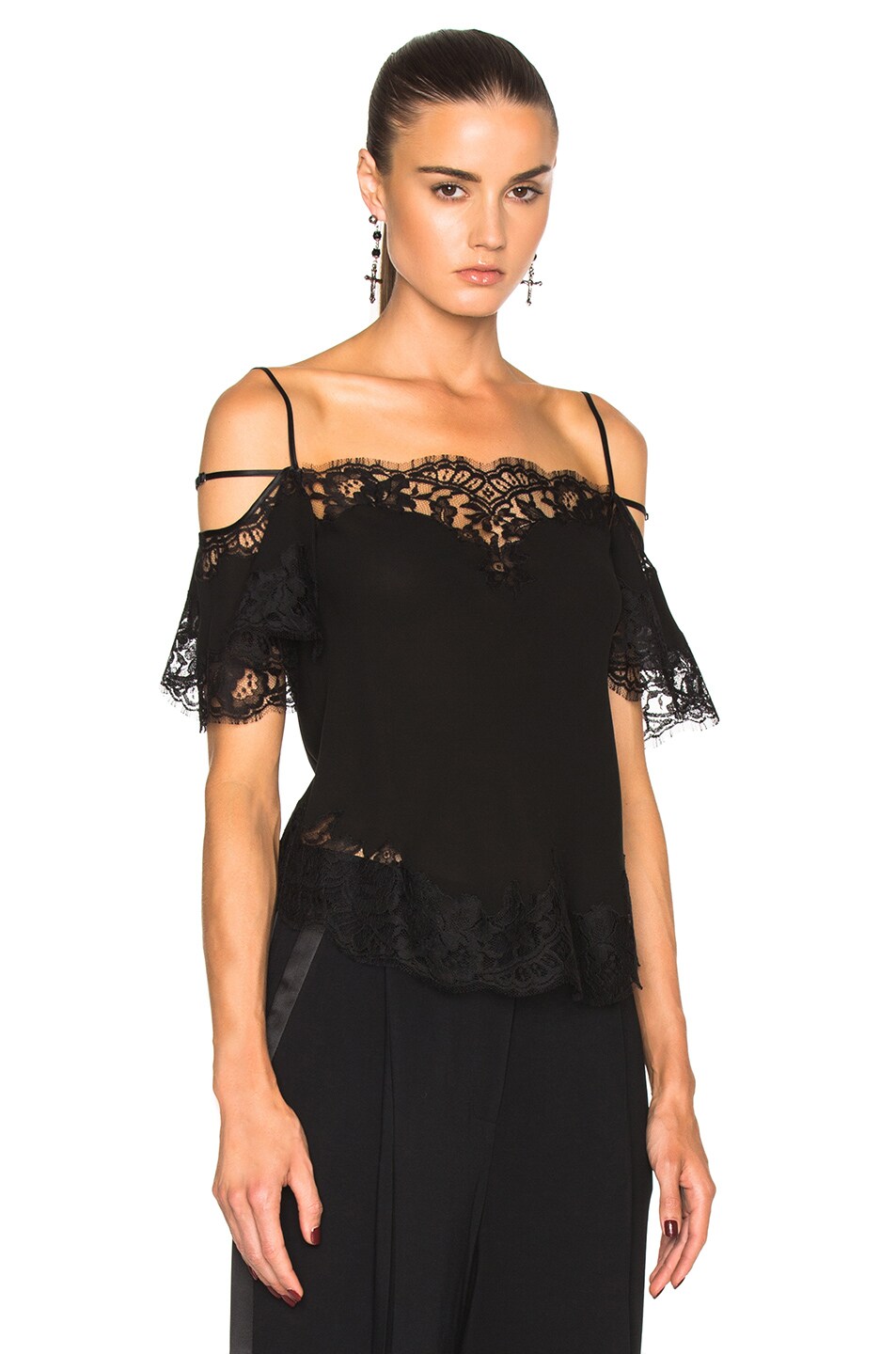 Image 1 of Givenchy Off Shoulder Silk Camisole in Black