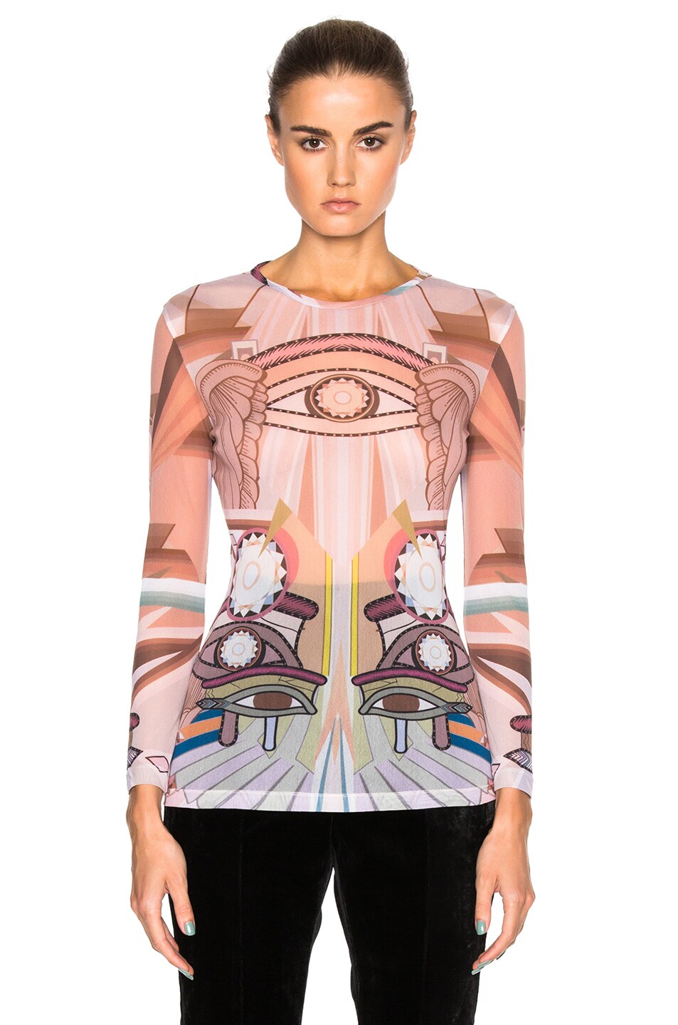Image 1 of Givenchy Stargate Printed Tulle Stretch Top in Multi