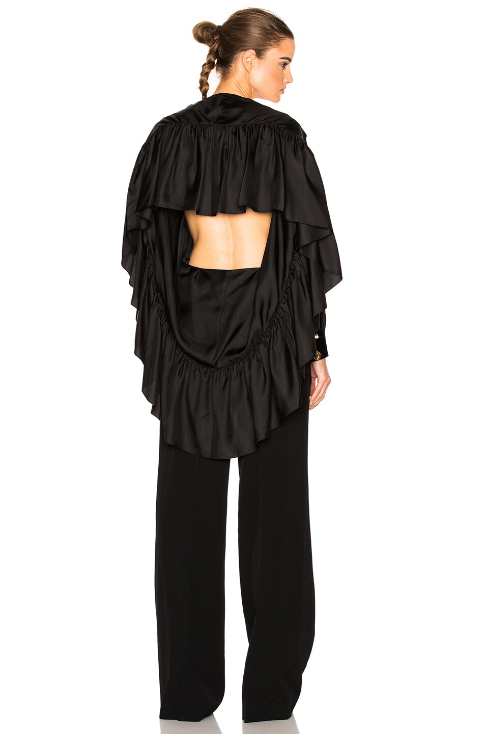 Image 1 of Givenchy Silk Twill Open Back Blouse in Black