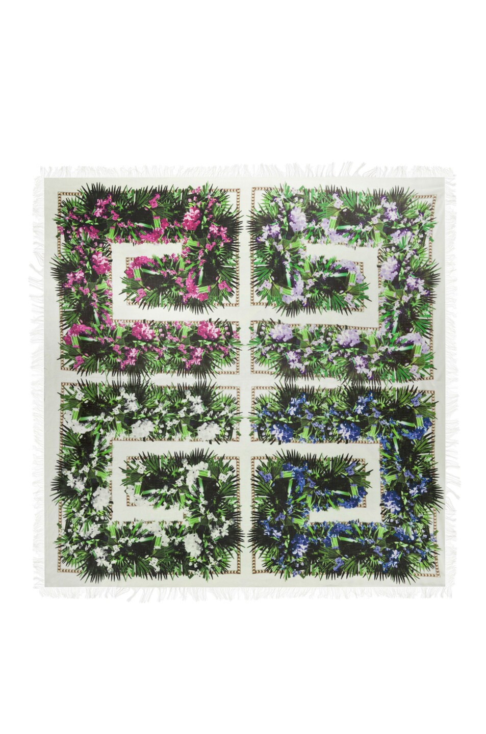 Image 1 of Givenchy 4G Flowers Scarf in White