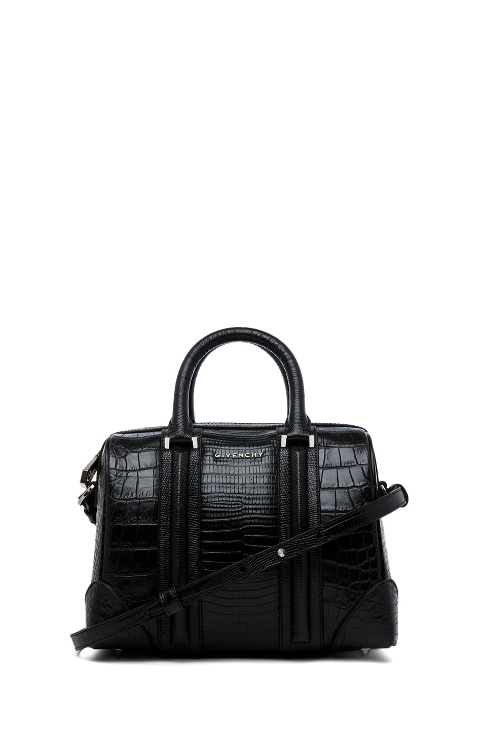 Image 1 of Givenchy Lucrezia Mini Stamped Tejus and Crocodile in Black
