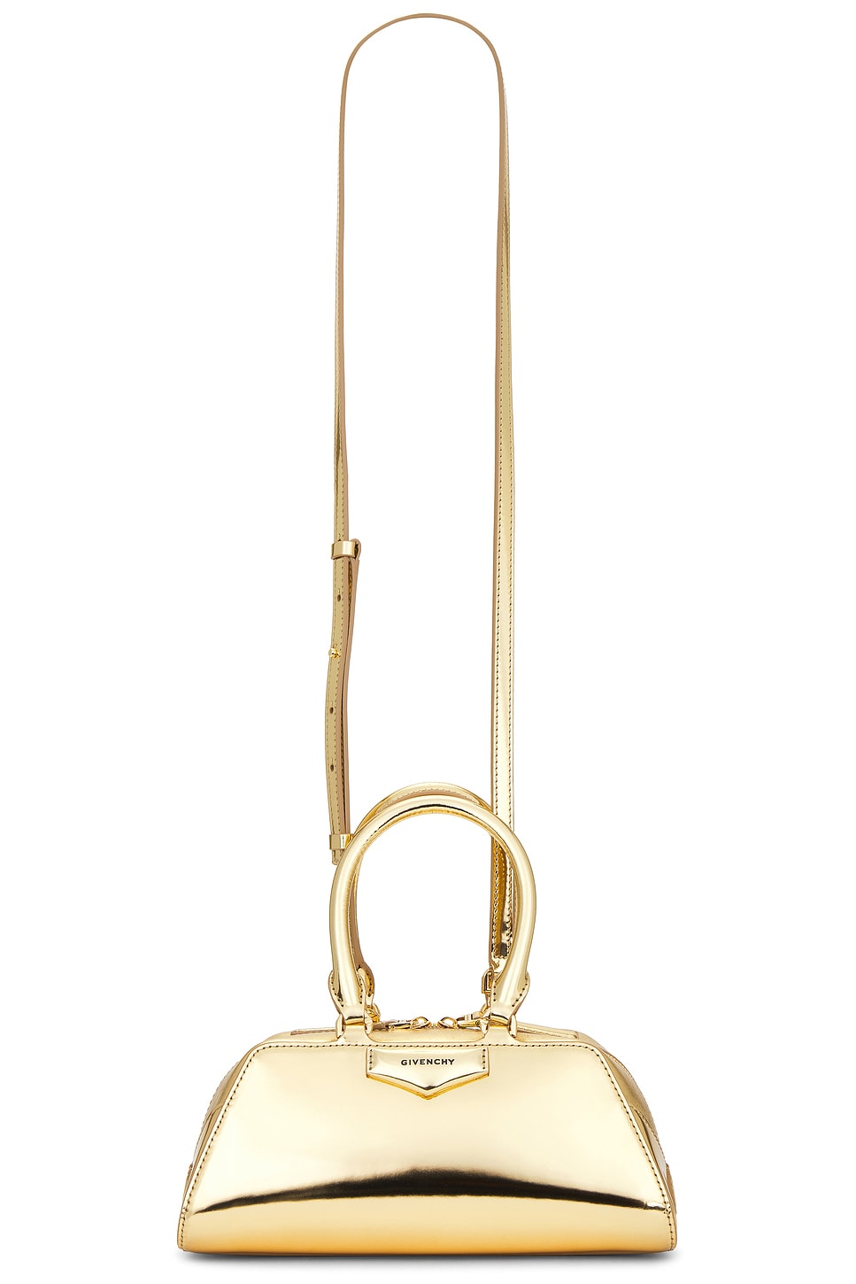 Mini Antigona East West Bag in Metallic Gold