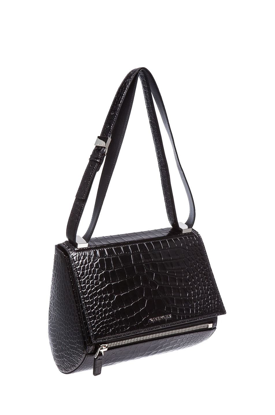 Image 1 of Givenchy Croc Embossed Pandora Box in Black
