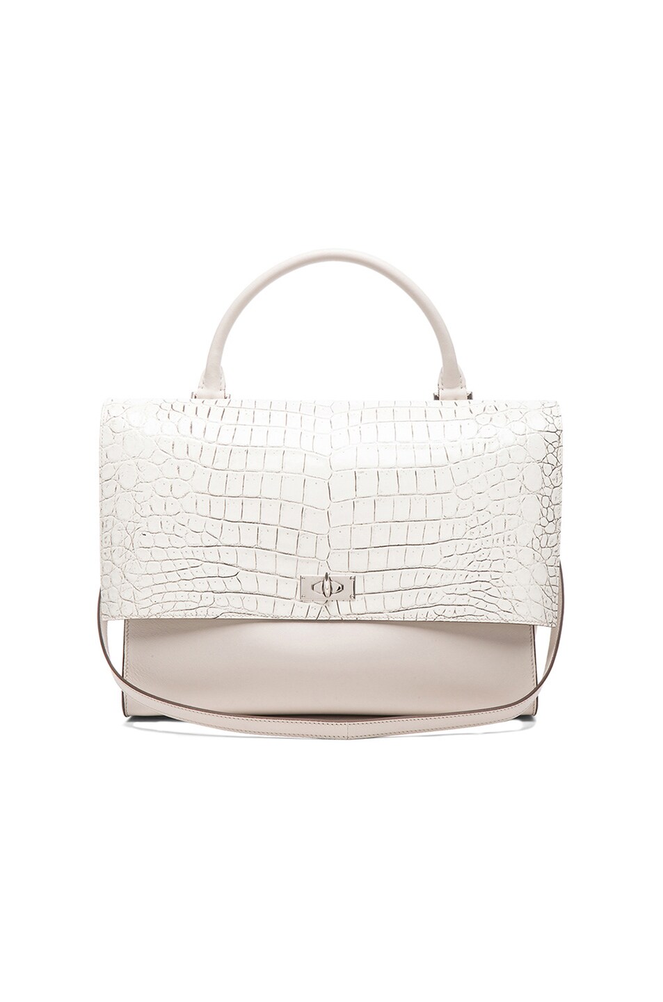 Image 1 of Givenchy Medium Shark Lock Stamped Croc Bag in Off White