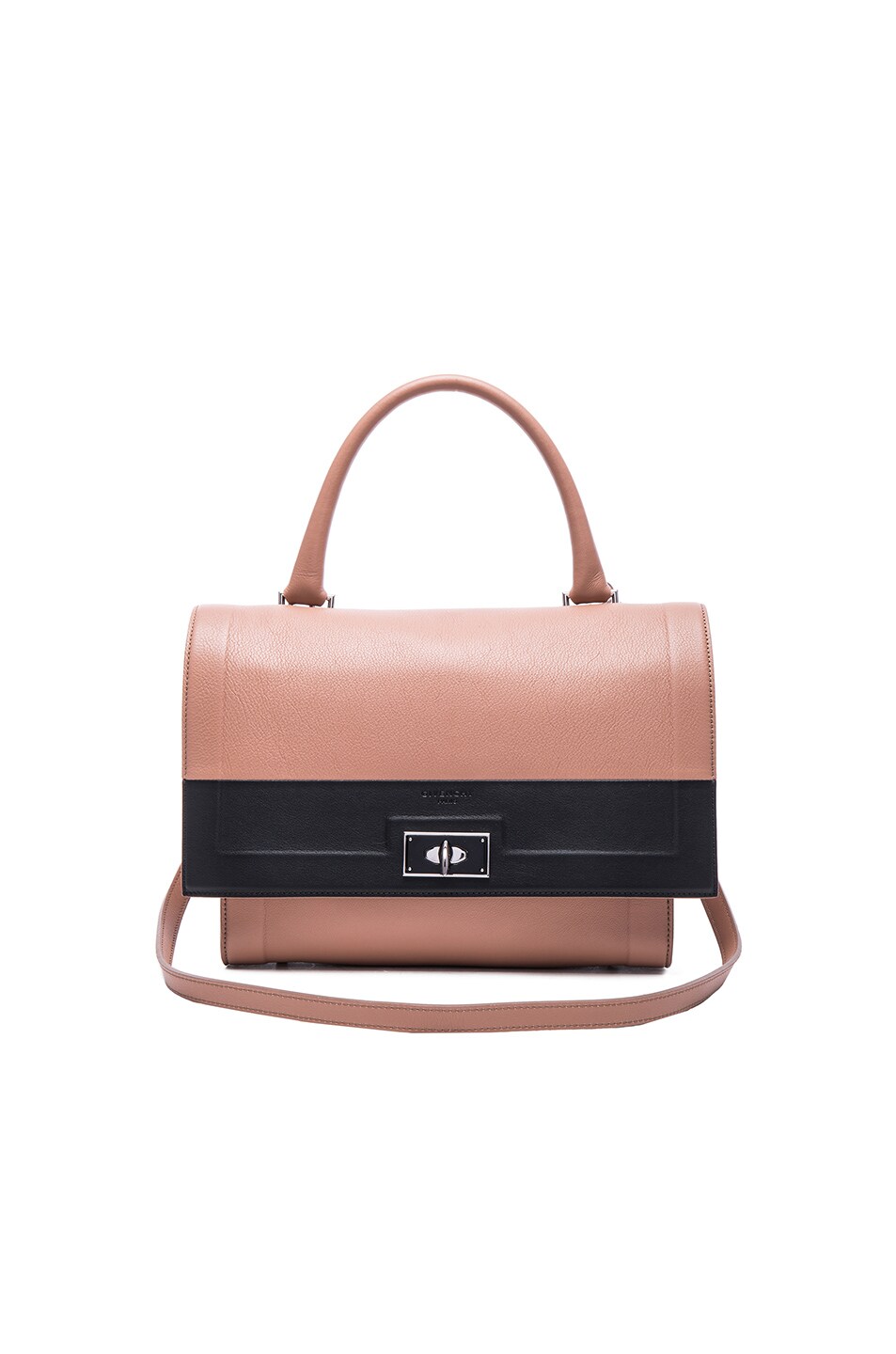 Image 1 of Givenchy Small Contrast Band Leather Shark Bag in Black & Old Pink