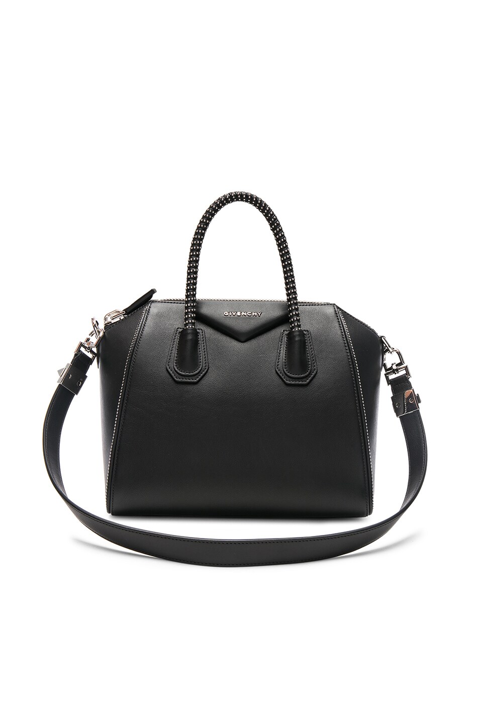 Image 1 of Givenchy Small Smooth Leather Antigona with Studded Piping in Black