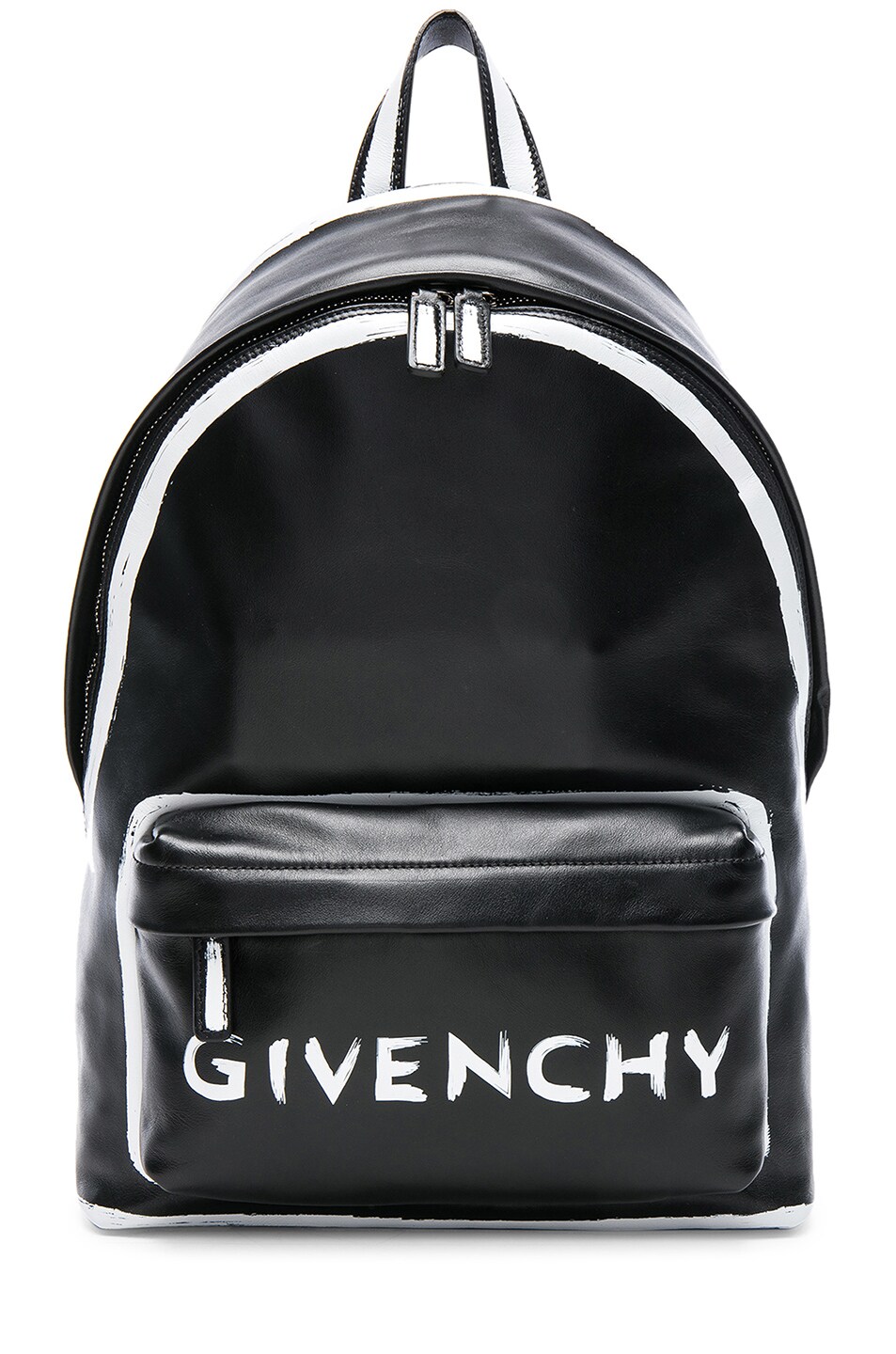 Image 1 of Givenchy Small Leather Graffiti Print Backpack in Black & White