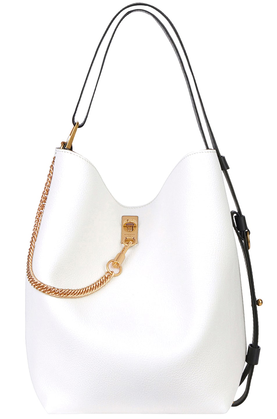 Image 1 of Givenchy Medium Leather GV Bucket Bag in White