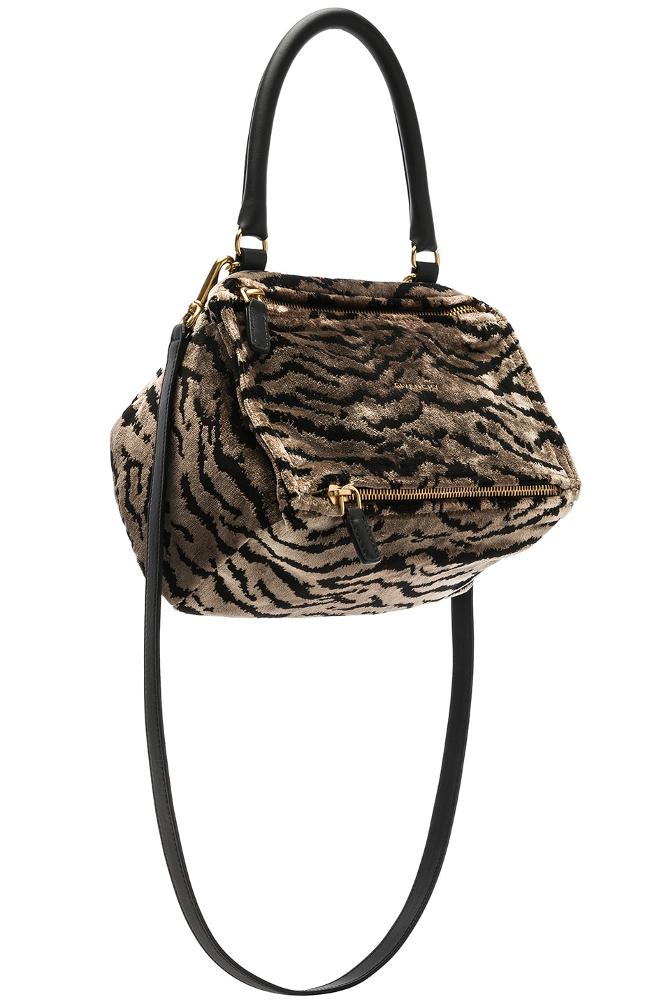 Image 1 of Givenchy Small Zebra Print Pandora in Beige & Black