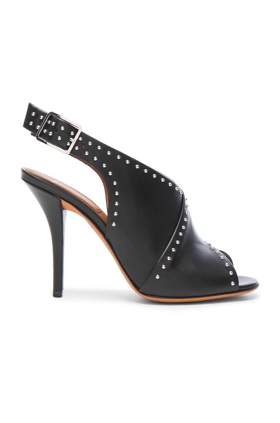 Image 1 of Givenchy Studded Leather Open Toe Heels in Black