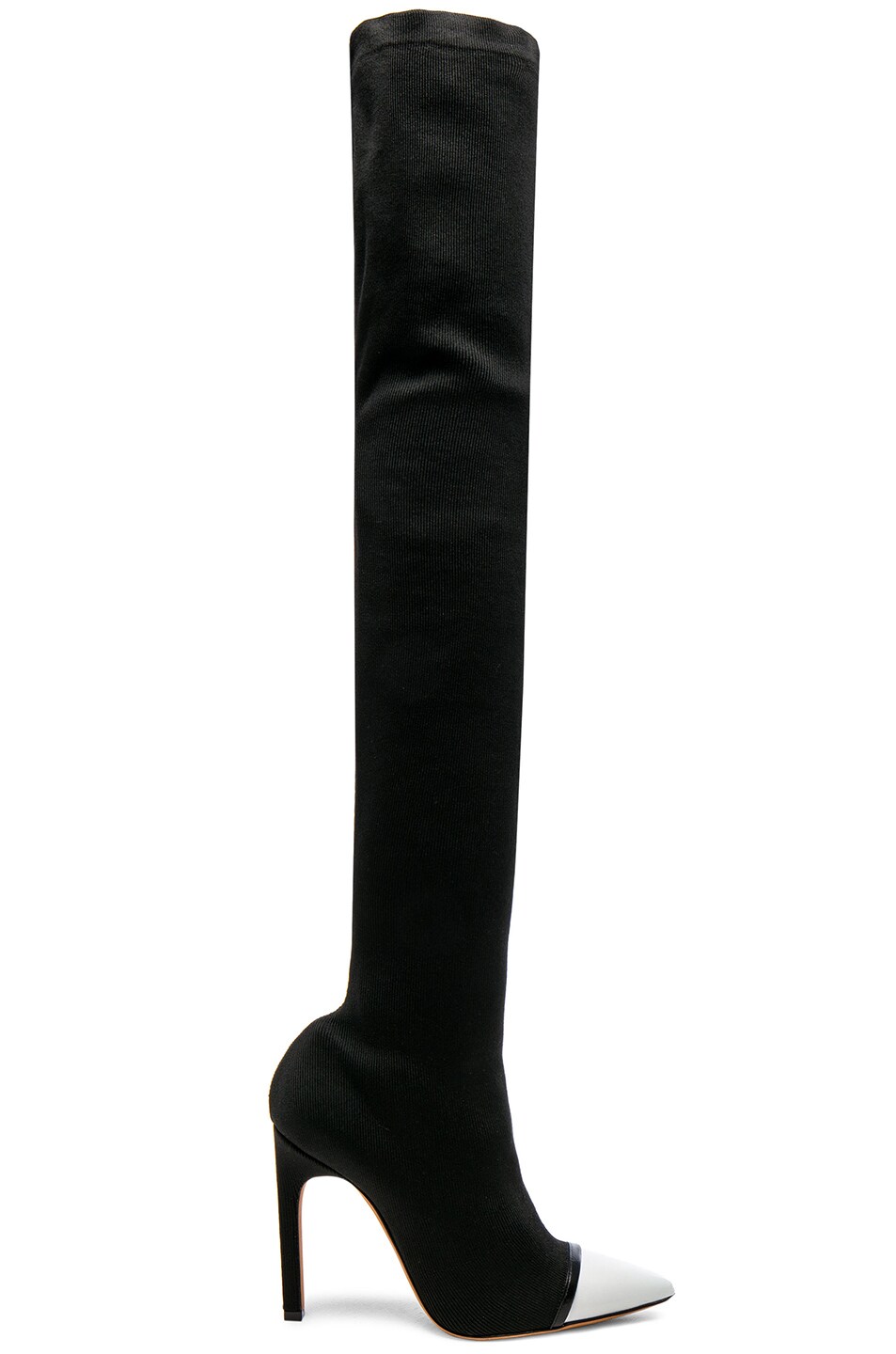 Image 1 of Givenchy Rib Knit Cap Toe Boots in Black & White