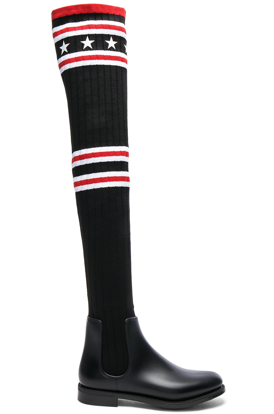 Image 1 of Givenchy Rib Knit Over The Knee Sock Boots in Black & Red