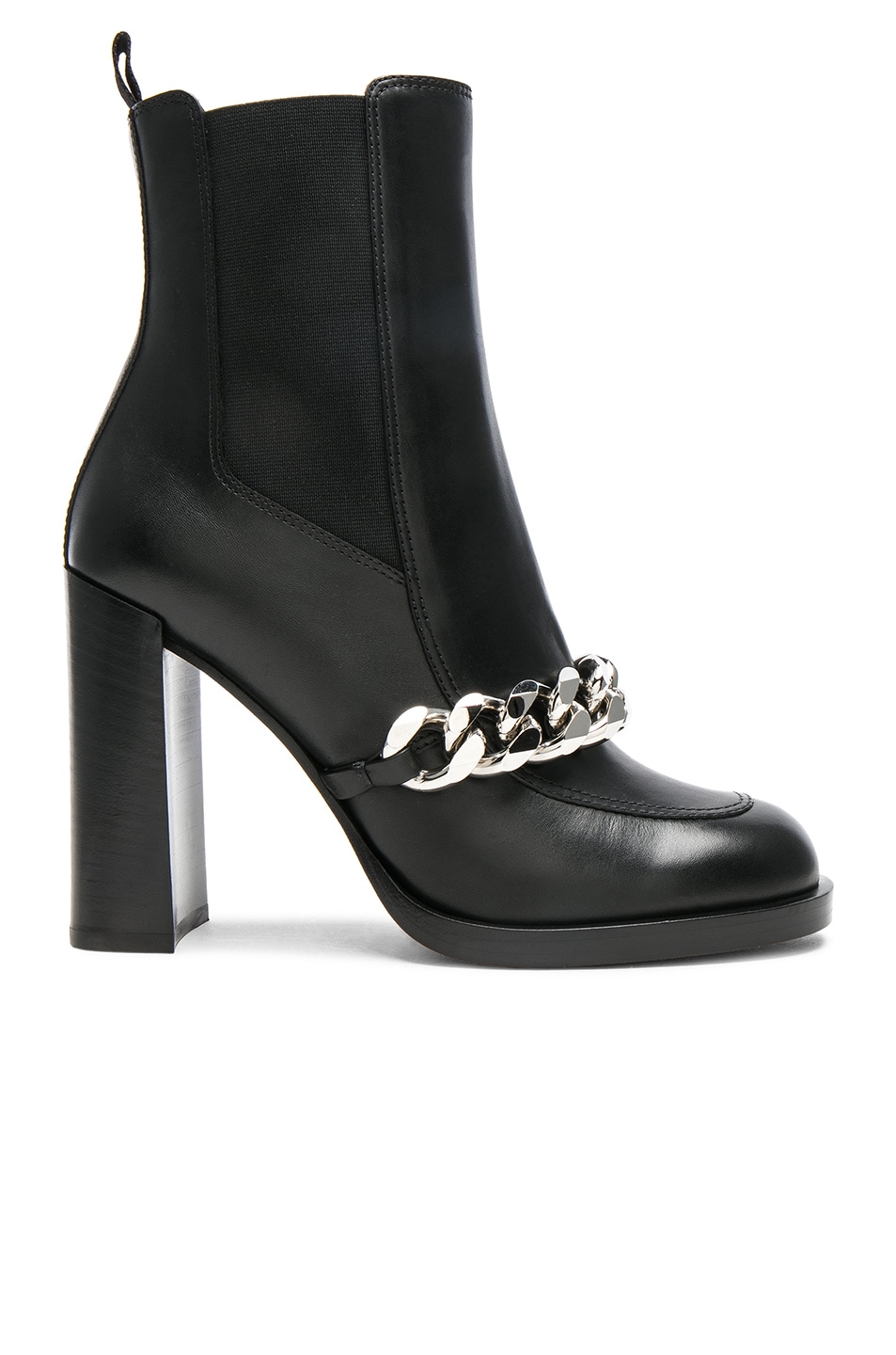 Image 1 of Givenchy Semi Shiny Chain Leather Chelsea Boots in Black