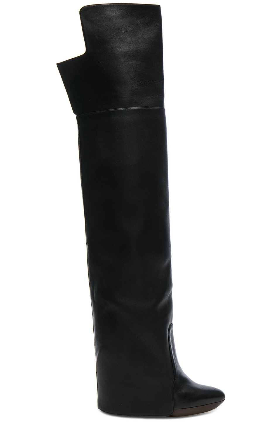 Image 1 of Givenchy Leather Newton Over The Knee Wedge Boots in Black & Brown