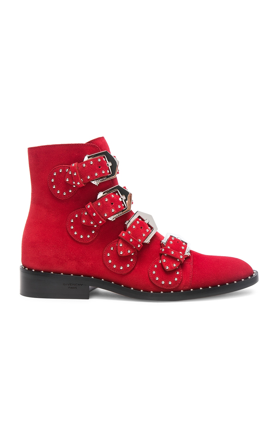 Image 1 of Givenchy Elegant Studded Suede Ankle Boots in Red