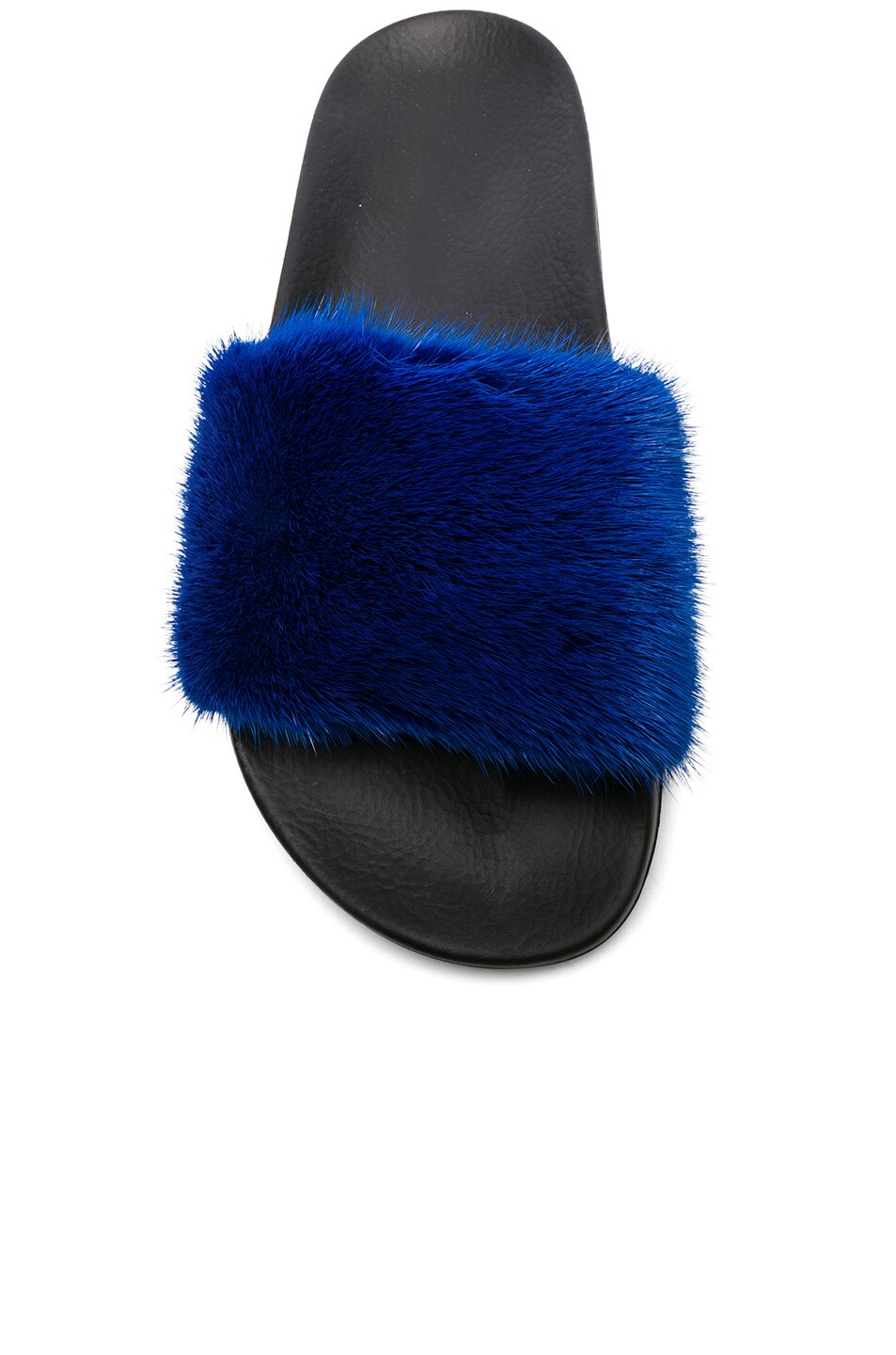 Givenchy Mink Fur Slides in Electric Blue | FWRD