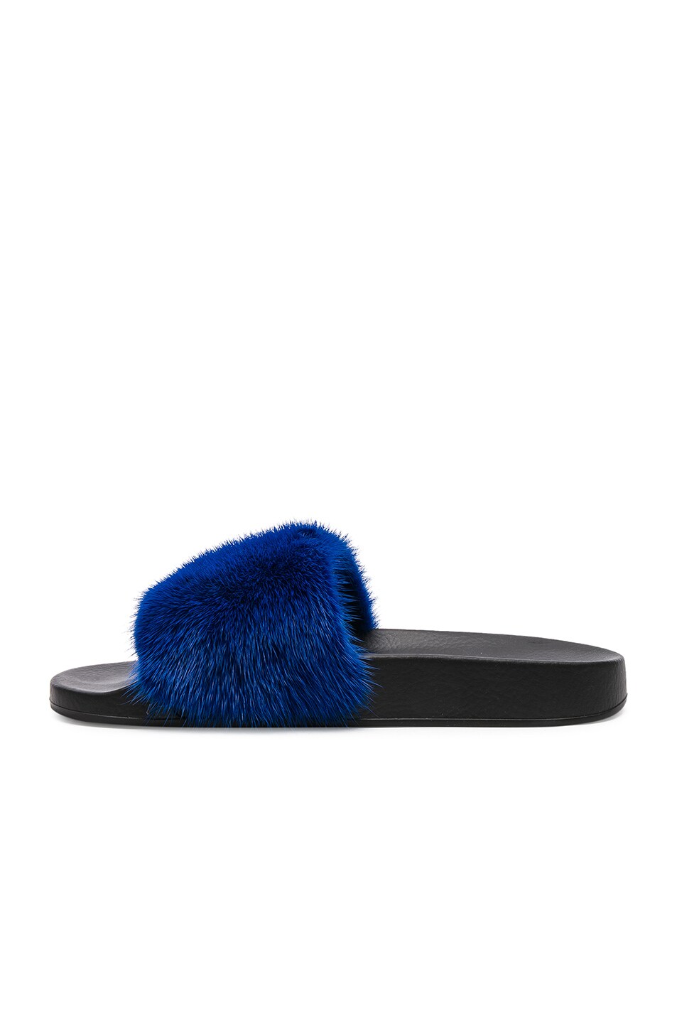 Givenchy Mink Fur Slides in Electric Blue | FWRD