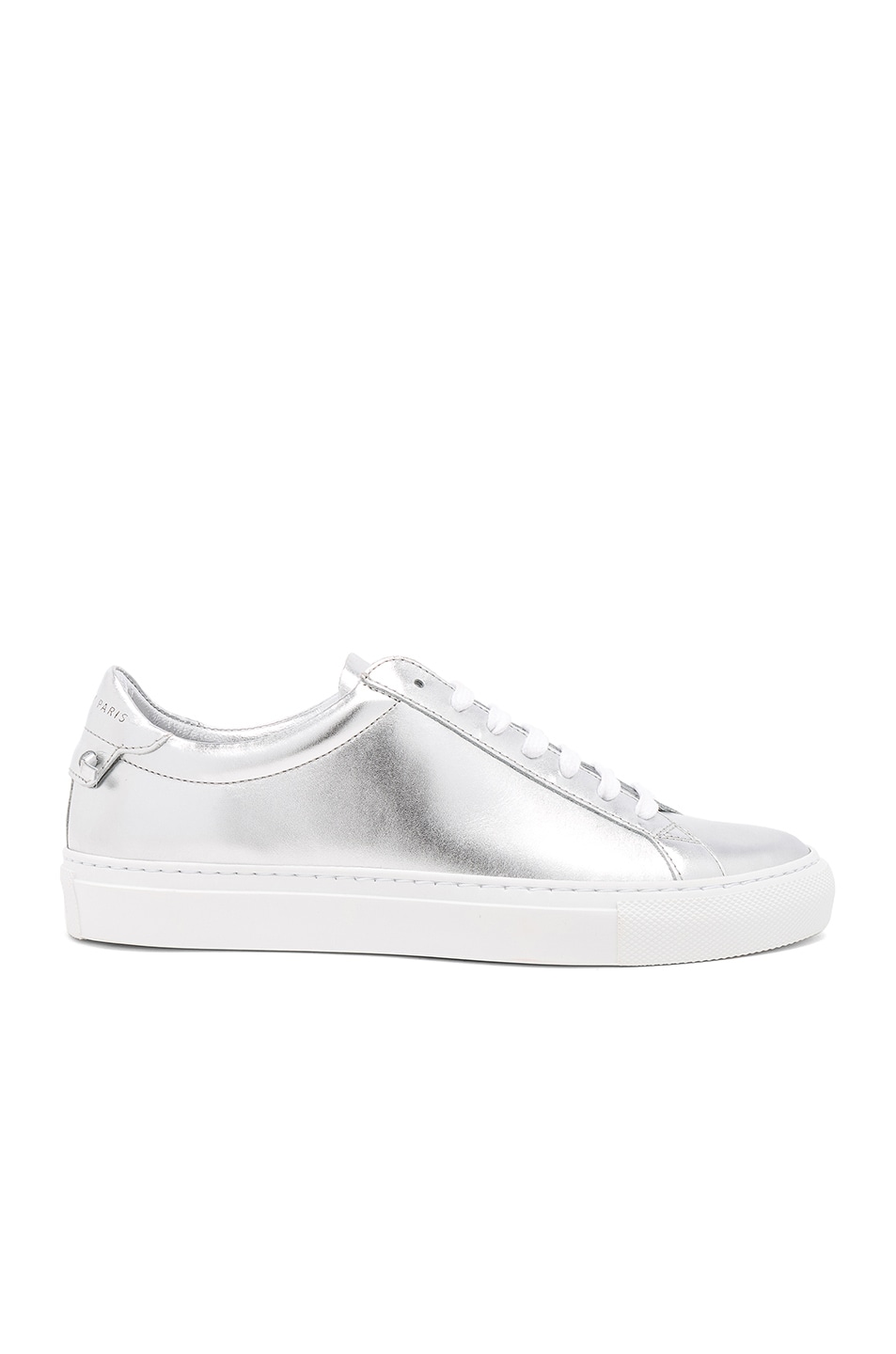 Image 1 of Givenchy Metallic Leather Urban Tie Knot Sneakers in Silver