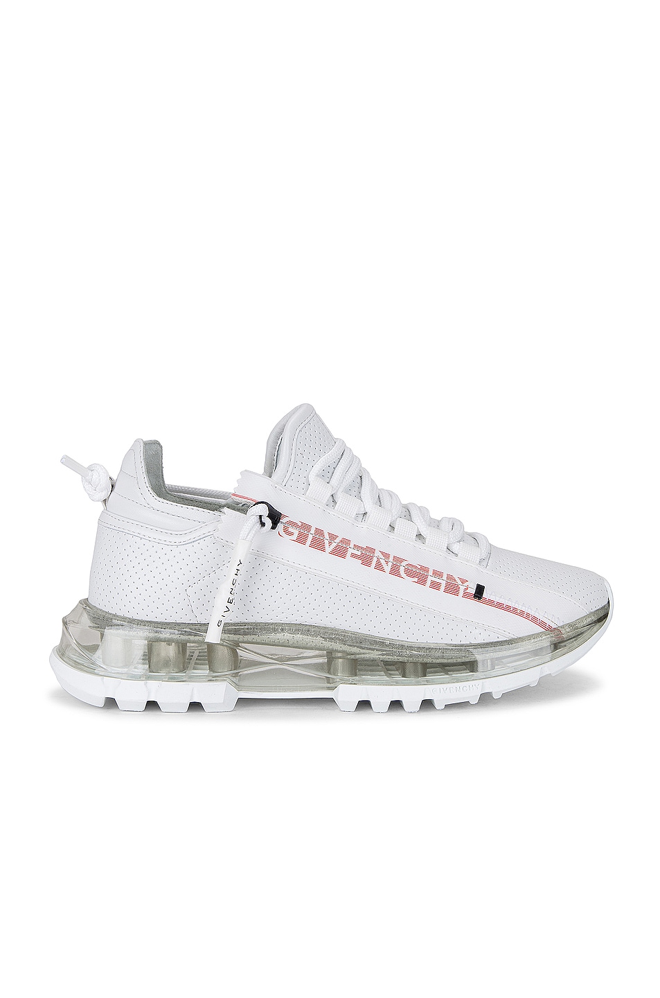 Image 1 of Givenchy Spectre Low Runner Zip Sneakers in White & Red